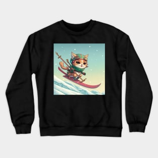 Cat on a Snowboard Crewneck Sweatshirt